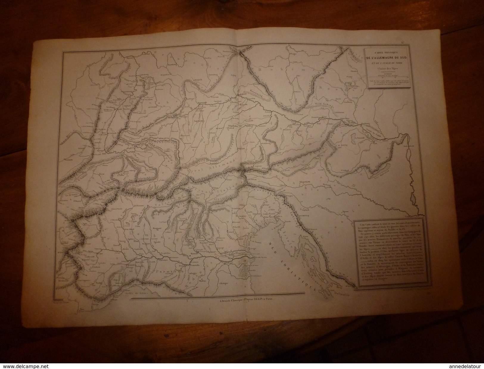 1861 Carte Géographique-Physique ALLEMAGNE-SUD & ITALIE-NORD (Opérations L' Aben,le Laber,Danube,etc;  Par Drioux-Leroy - Cartes Géographiques