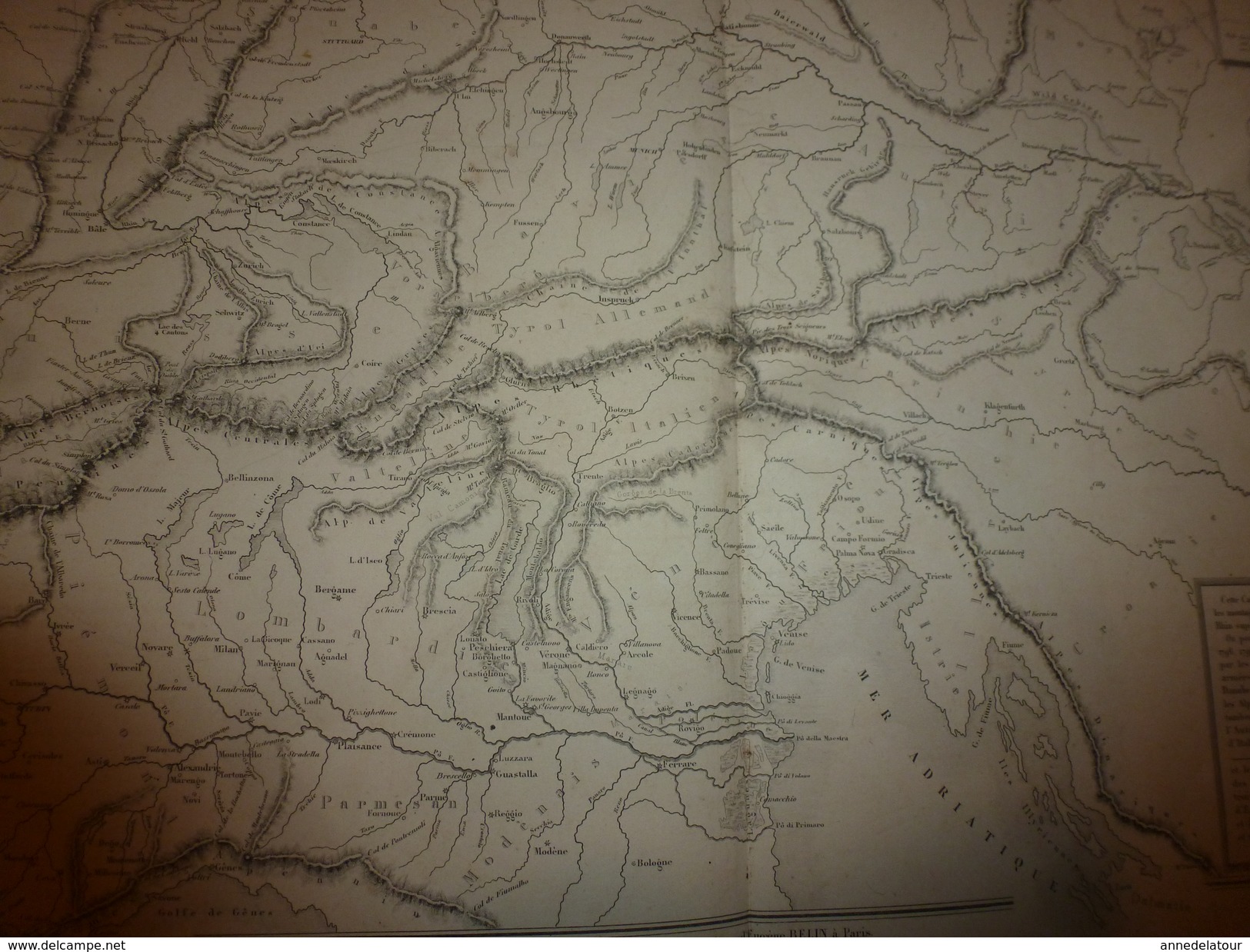 1861 Carte Géographique-Physique ALLEMAGNE-SUD & ITALIE-NORD (Opérations L' Aben,le Laber,Danube,etc;  Par Drioux-Leroy - Cartes Géographiques