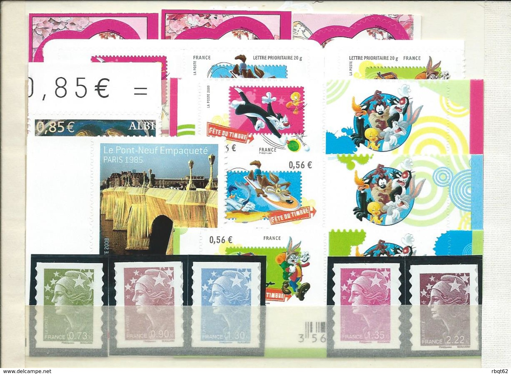 FRANCE - ANNEE 2009 - Tous Les Adhésifs émis Par Feuille Soit 24 Timbres Entre Les Numéros 265 Et 371 Dont 4 De Carnet. - Other & Unclassified