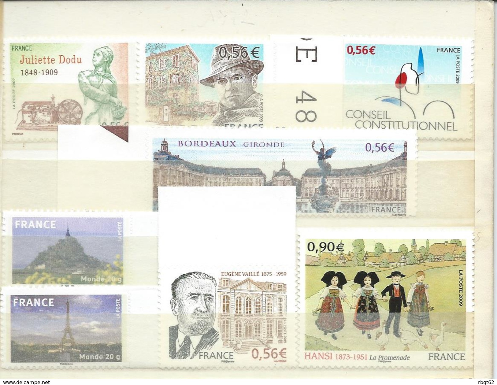 FRANCE - ANNEE 2009 - Tous Les Adhésifs émis Par Feuille Soit 24 Timbres Entre Les Numéros 265 Et 371 Dont 4 De Carnet. - Other & Unclassified