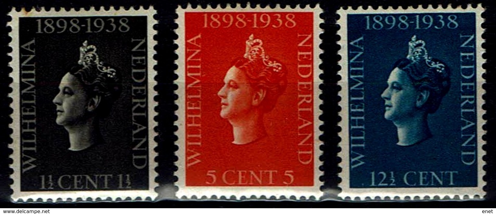 Nederland 1938 - Wilhelmina - NVPH Nr. 310-312* MiNr 318-320* (beschadigde Gom) - Ongebruikt