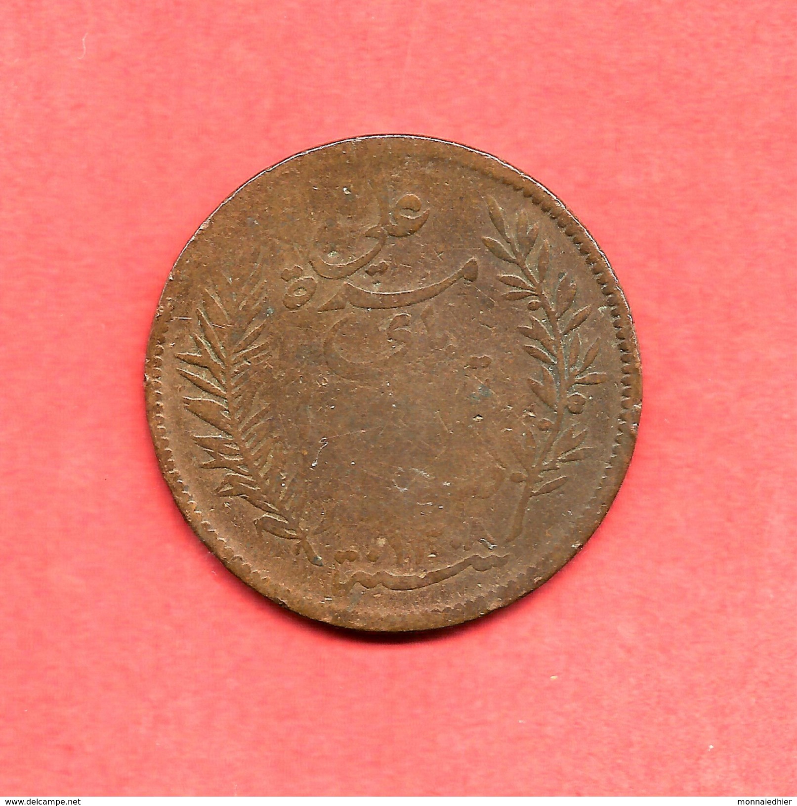 5 Centimes , TUNISIE , Bronze , AH 1308 , 1891 A , N° KM # 221 - Tunisia
