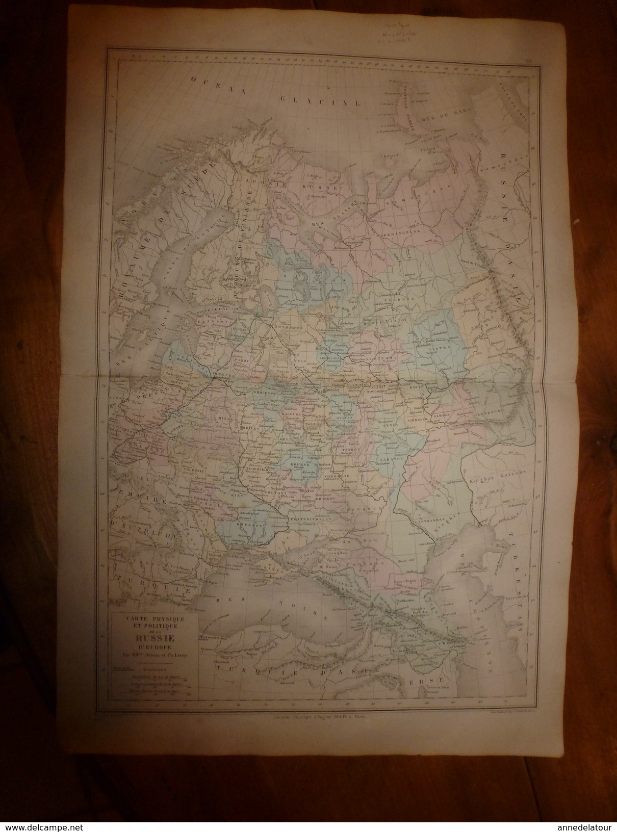 1861 Carte Géographique Physique Et Politique De La RUSSIE D' EUROPE  ;par Drioux Et Leroy; Gravure De Jenotte - Geographical Maps