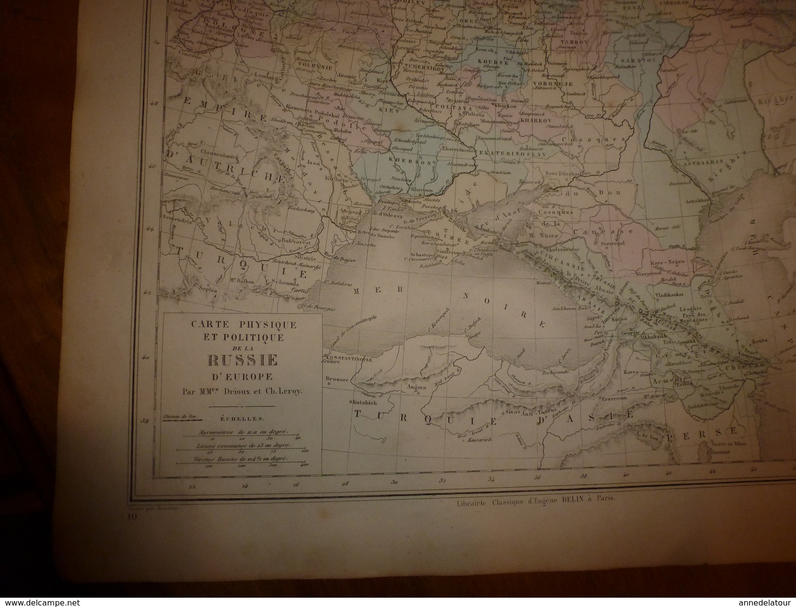 1861 Carte Géographique Physique Et Politique De La RUSSIE D' EUROPE  ;par Drioux Et Leroy; Gravure De Jenotte - Cartes Géographiques