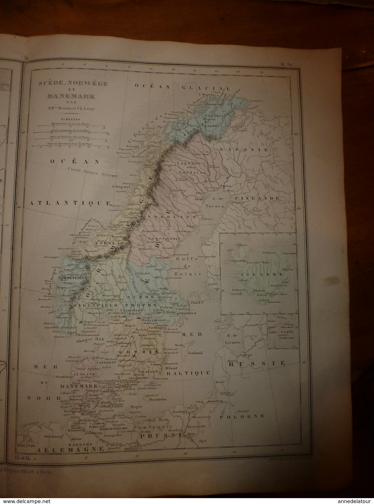 1861 Carte Géographique BELGIQUE & HOLLANDE; SUEDE,NORVEGE & DANEMARK; ISLANDE ;par Drioux Et Leroy; Gravure De Jenotte - Geographical Maps