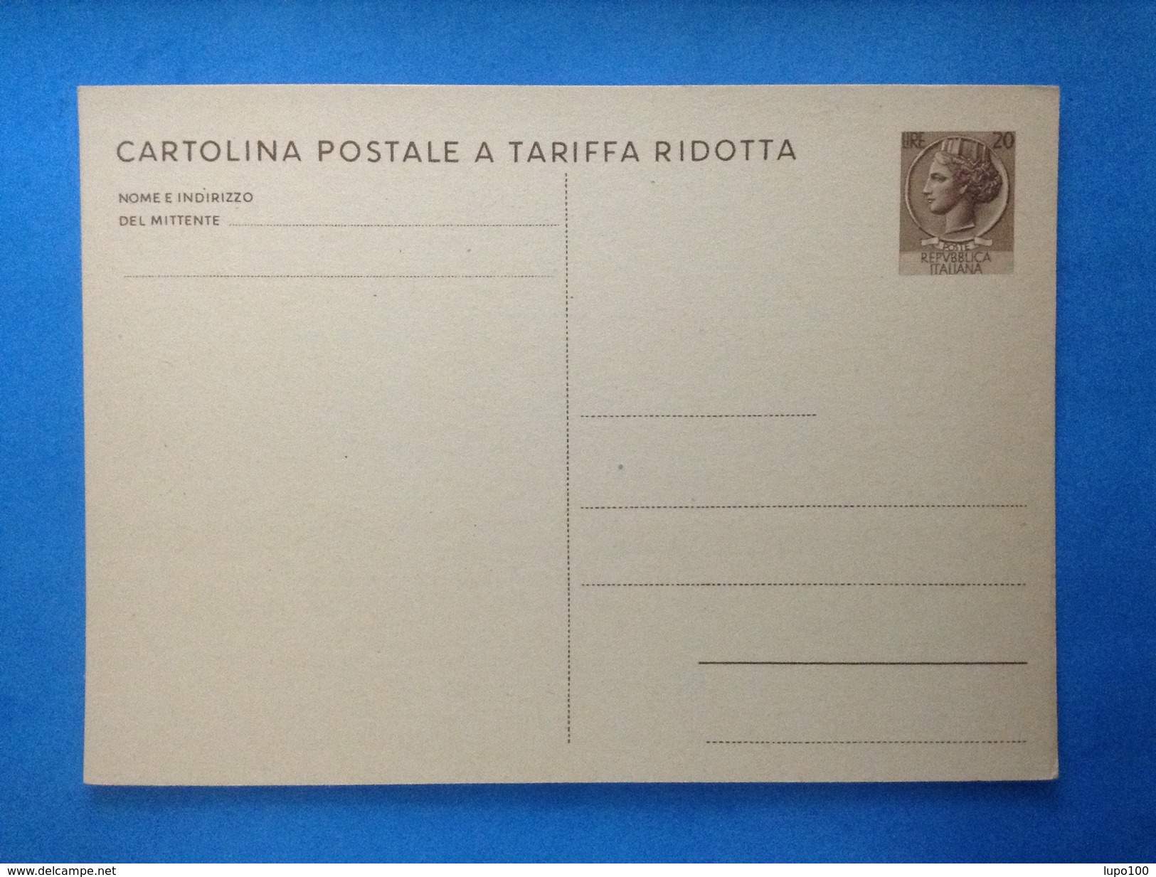 1971 ITALIA CARTOLINA POSTALE A TARIFFA RIDOTTA NUOVA NEW MNH** - SIRACUSANA TURRITA DA 20 LIRE - - Interi Postali