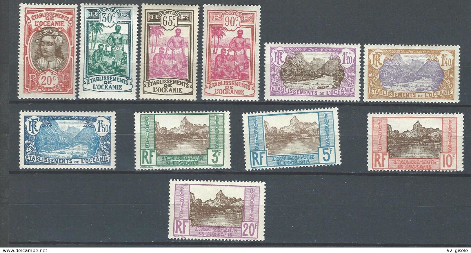 Oceanie Yt 69 à 79 " Tahitiens Et Vallée, Complet " 1926-27 Neuf* - Unused Stamps
