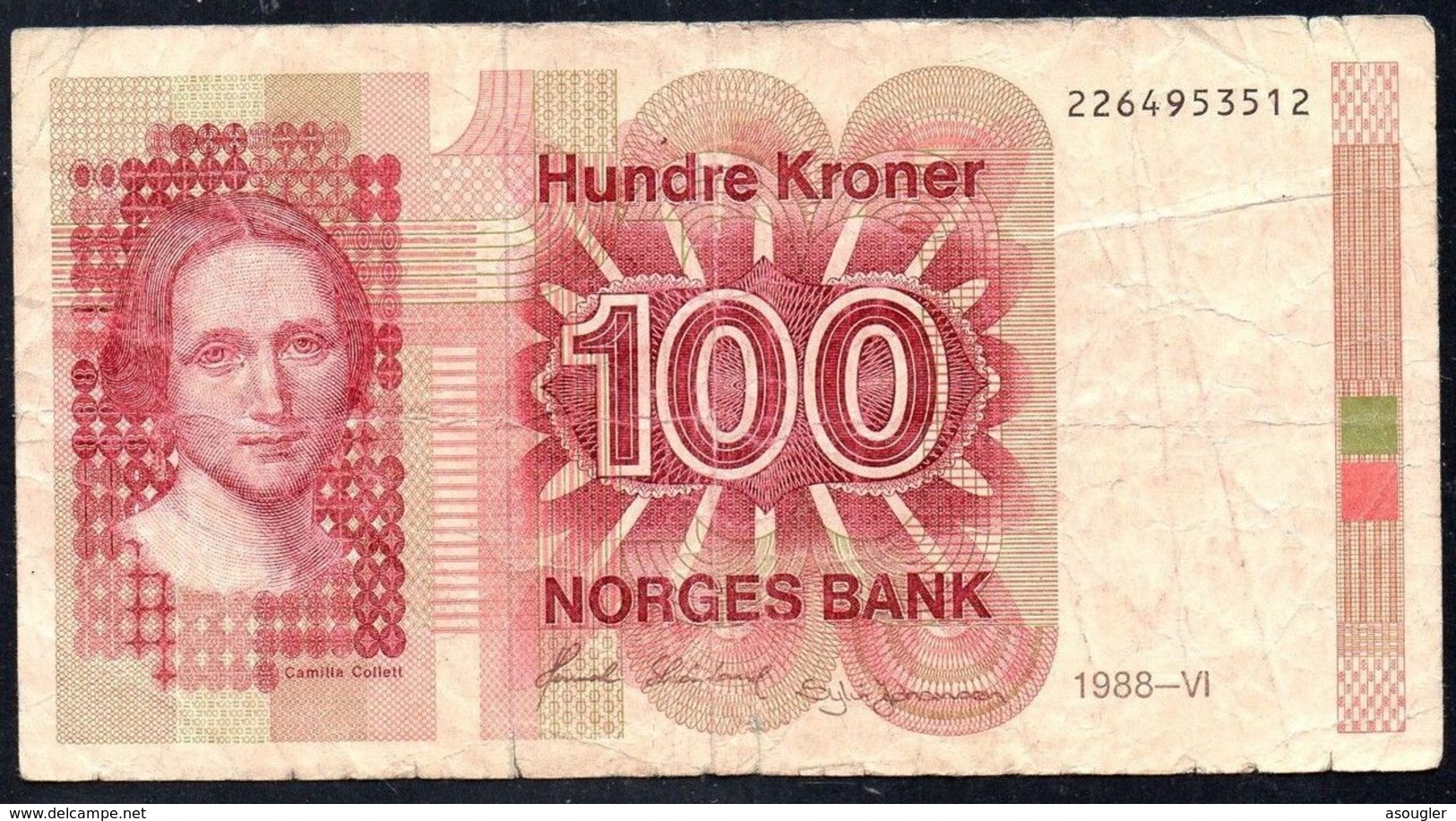 NORWAY 100 KRONER 1988 P-43d G "free Shipping Via Registered Air Mail" - Norvège