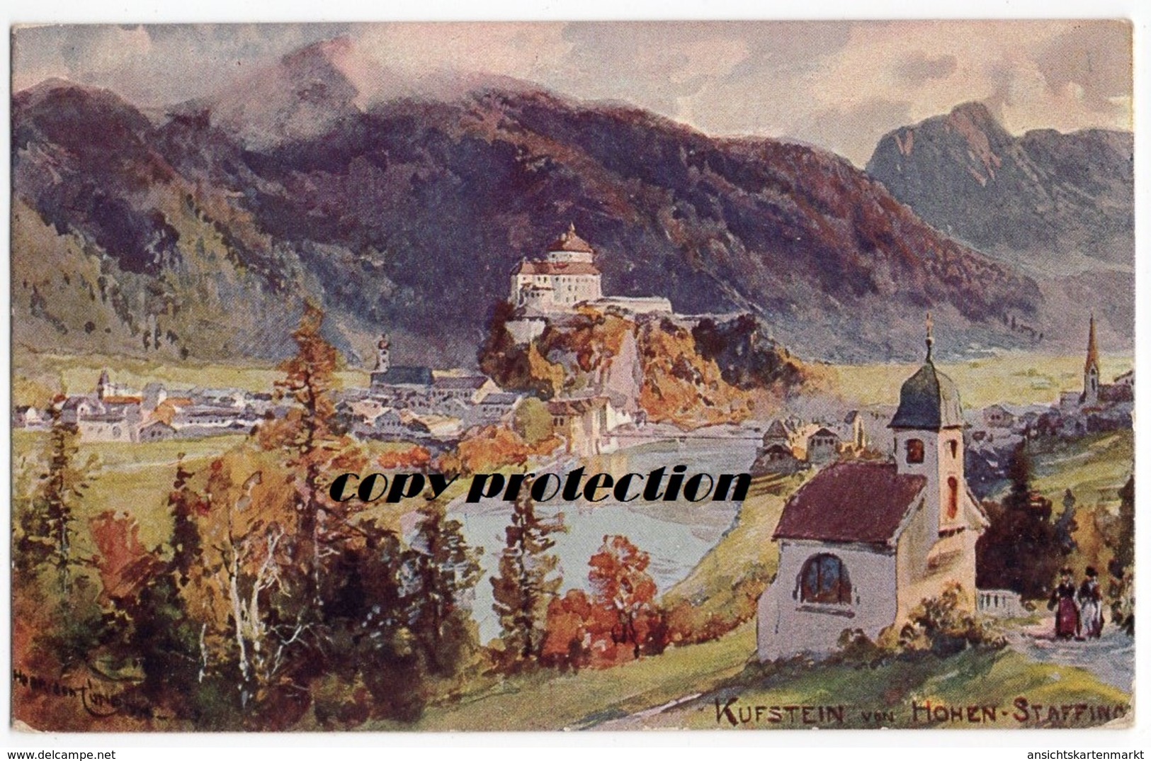 Kufstein Von Hohen Staffing, Alte Künstler Ak Ansichtskarte 1908 - Kufstein