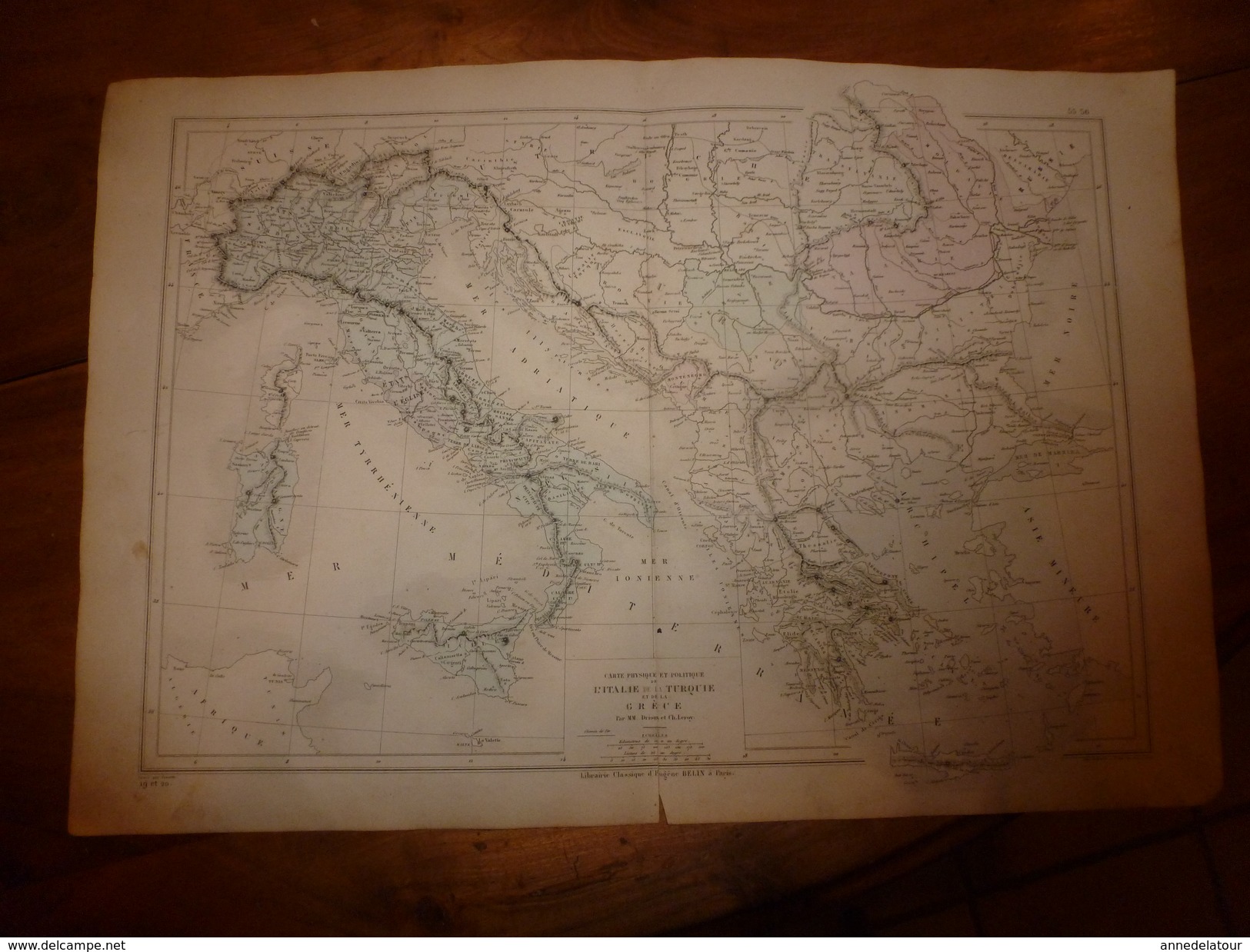1861 Carte Géographique Physique Et Politique De L' ITALIE, La TURQUIE Et La GRECE ;par Drioux Et Leroy; Grav  Jenotte - Landkarten