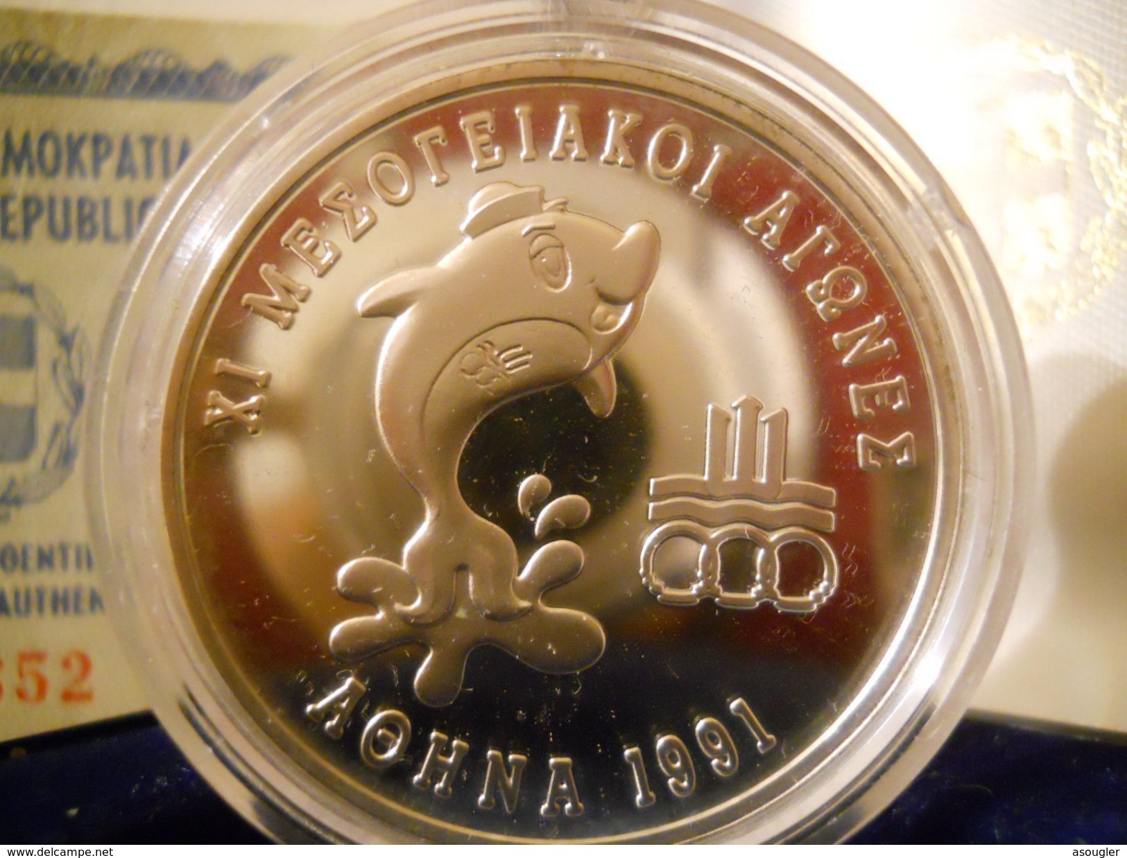 GREECE 500 DRACHMES 1991 SILVER PROOF XI MEDITERRANEAN GAMES ATHENS 1991 - Grecia