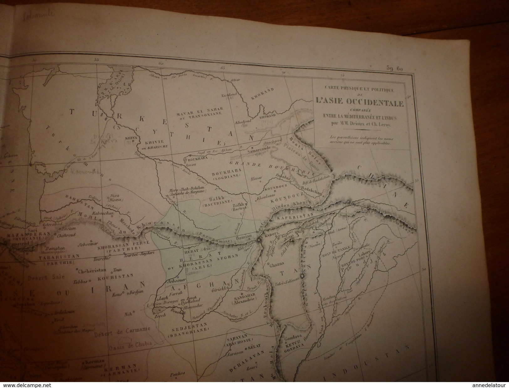 1861 Carte Géographique Physique Et Politique ASIE OCCIDENTALE Comparée Entre Méditerranée Et Indus;par Drioux Et Leroy - Geographical Maps