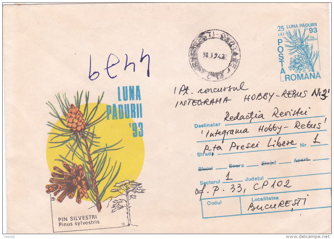 BV6798  ERROR, TREE, RARE COVERS STATIONERY,SHIFTED PICTURE, 1983 ROMANIA. - Abarten Und Kuriositäten