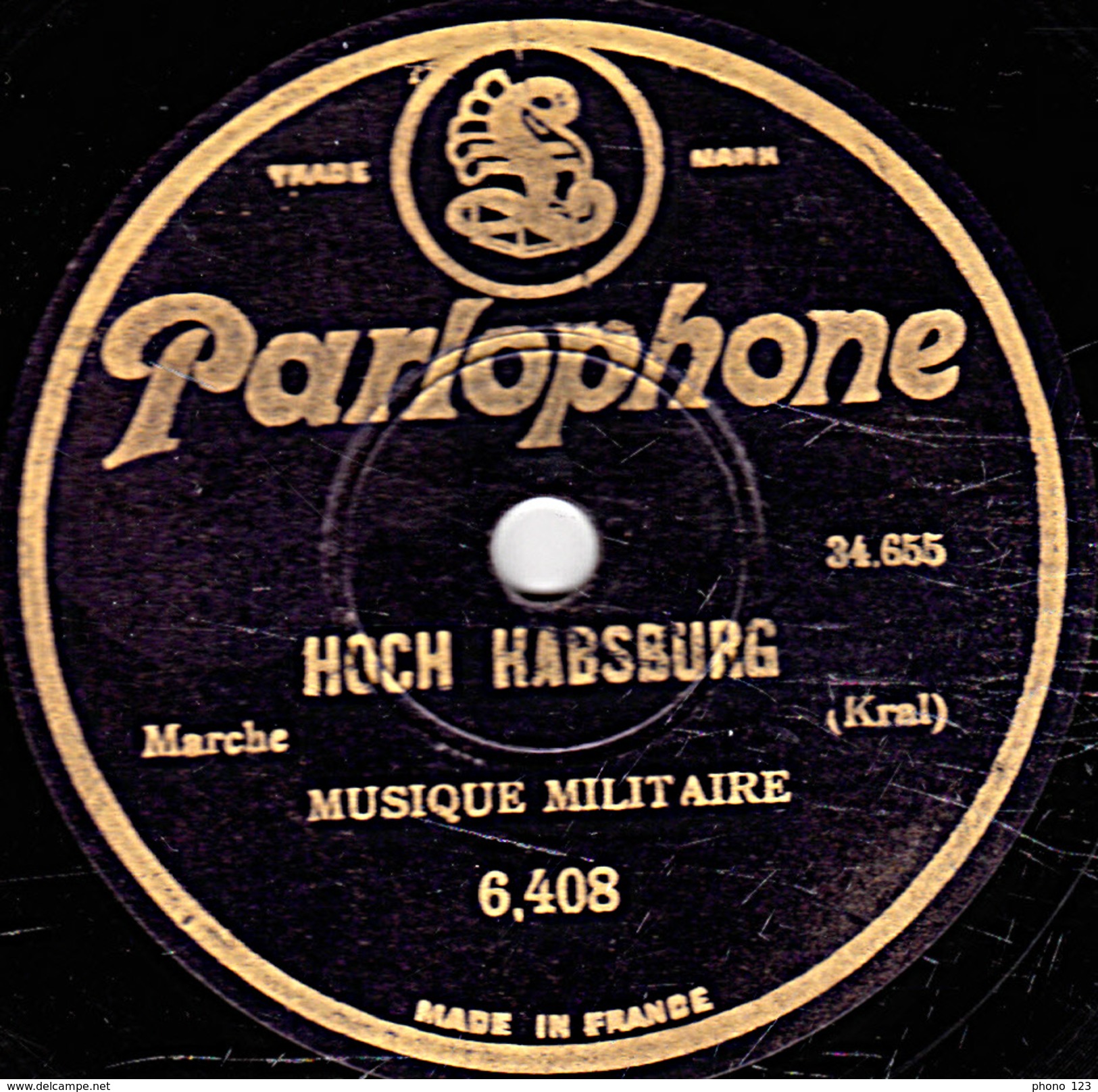 78 T. 25 Cm - état B - MUSIQUE MILITAIRE - MARCHE AMERICAINE - HOCH HABSBURG - 78 T - Disques Pour Gramophone