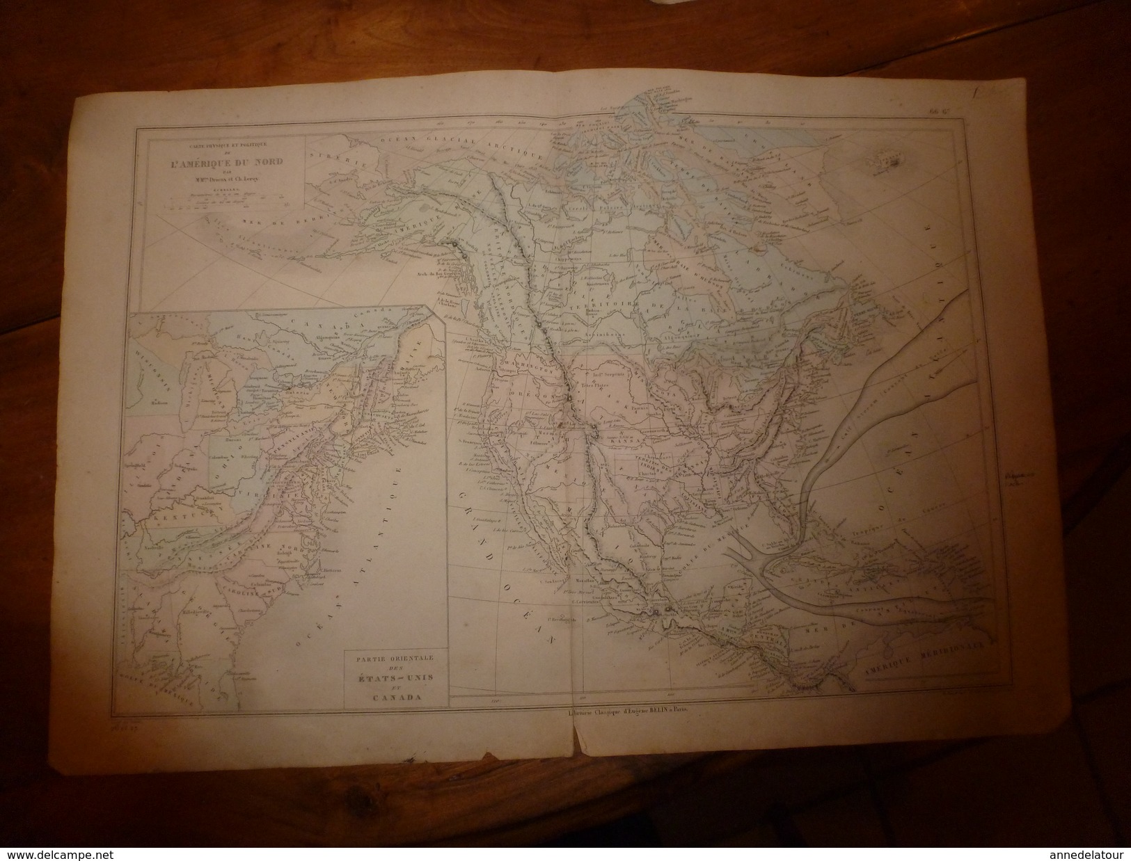 1861 Carte Géographique Physique Et Politique AMERIQUE Du NORD (USA Et CANADA) ; Par Drioux-Leroy; Gravure De Jenotte - Cartes Géographiques