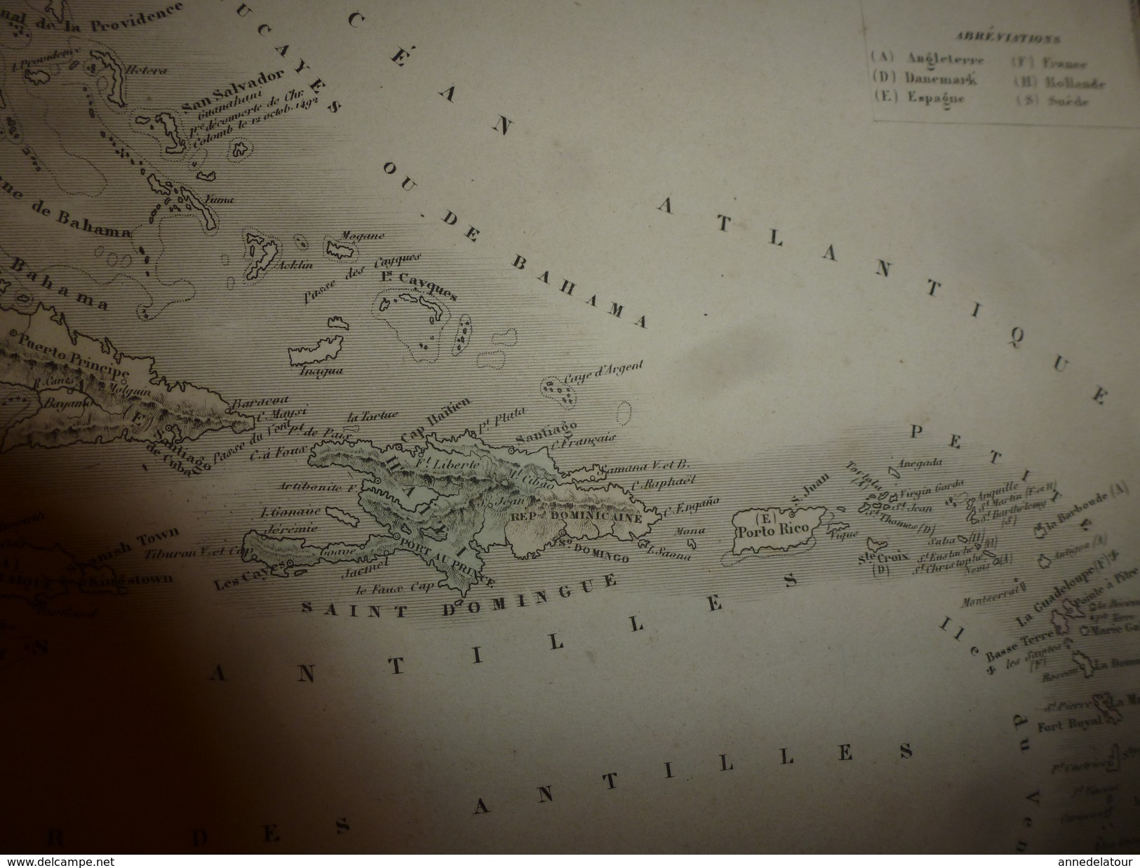 1861 Carte Géographique Physique et Politique AMERIQUE du SUD ; ANTILLES ; par Drioux-Leroy; gravure de Jenotte