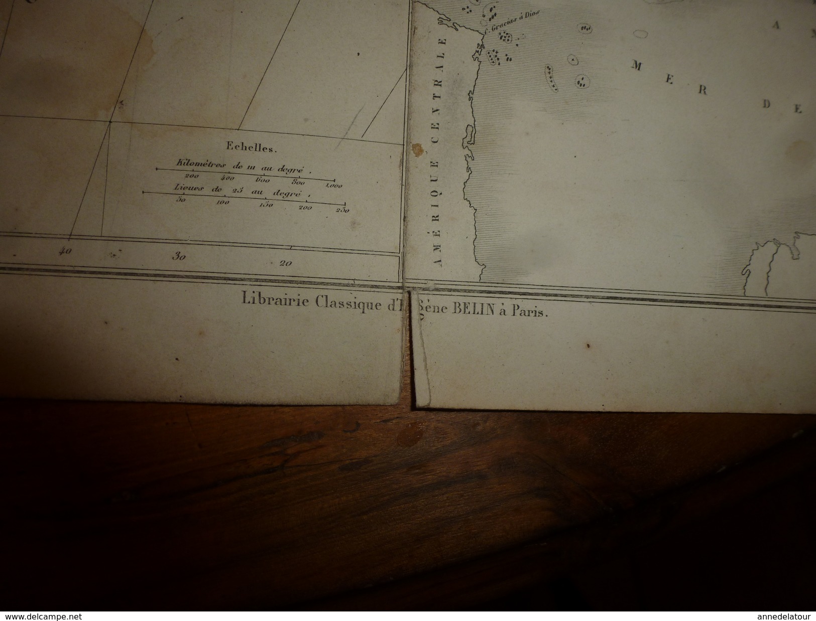 1861 Carte Géographique Physique et Politique AMERIQUE du SUD ; ANTILLES ; par Drioux-Leroy; gravure de Jenotte