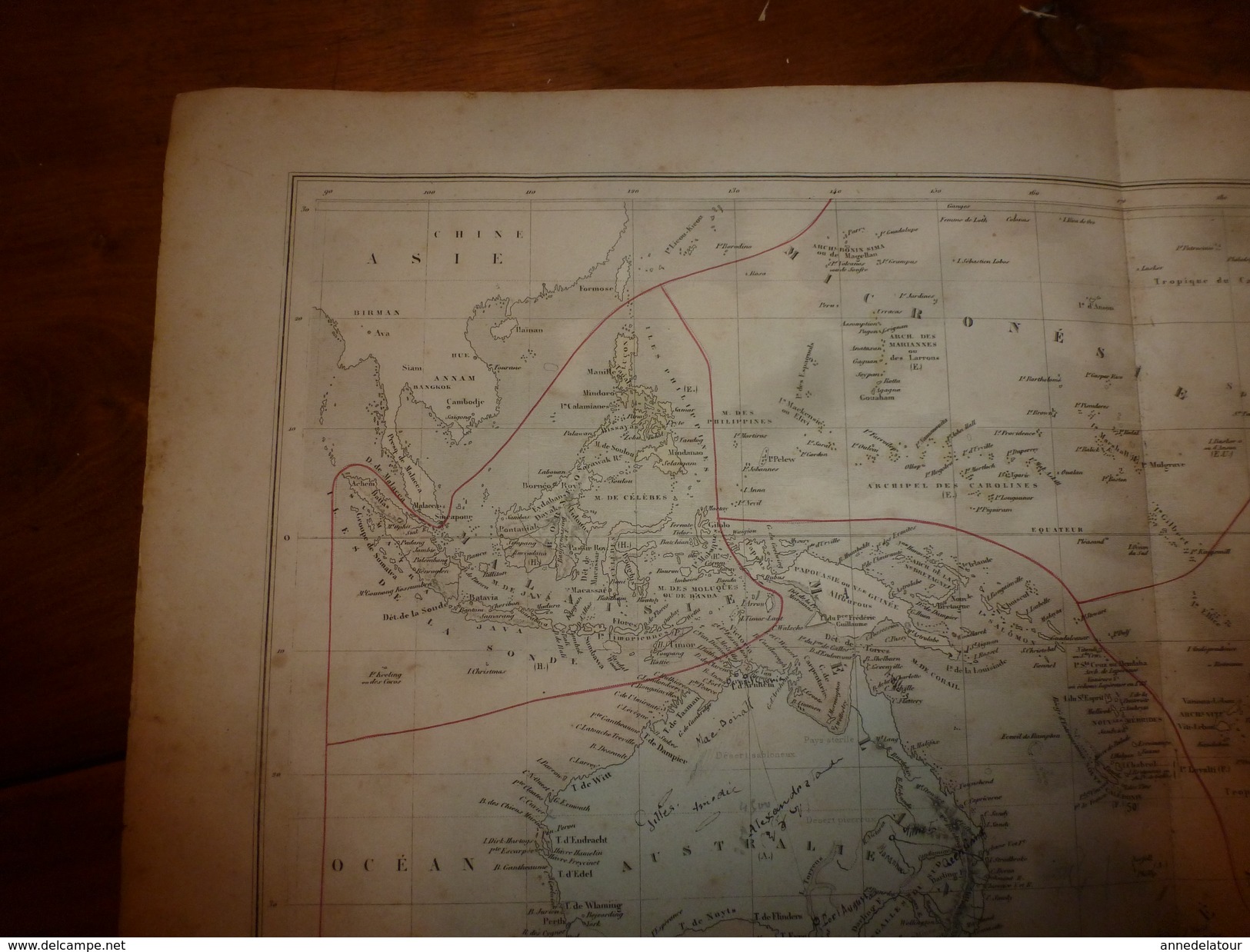 1861 Carte Géographique Physique Et Politique OCEANIE (Australie,Nlle- Zelande,Poynésie);par Drioux-Leroy; Grav Jenotte - Cartes Géographiques