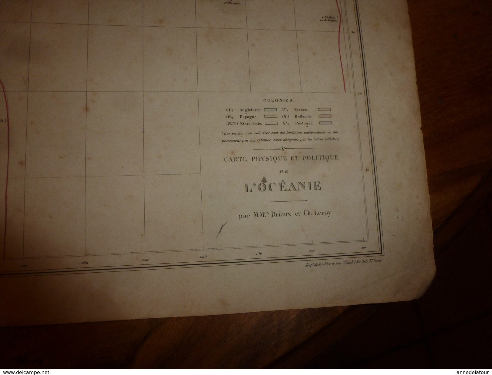 1861 Carte Géographique Physique Et Politique OCEANIE (Australie,Nlle- Zelande,Poynésie);par Drioux-Leroy; Grav Jenotte - Cartes Géographiques