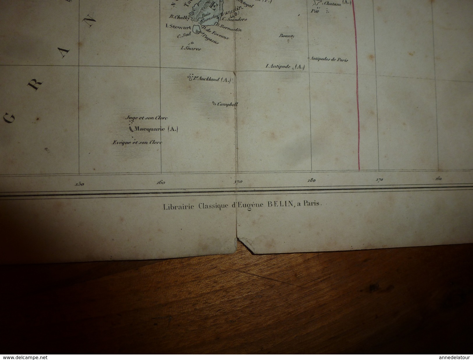 1861 Carte Géographique Physique et Politique OCEANIE (Australie,Nlle- Zelande,Poynésie);par Drioux-Leroy; grav Jenotte