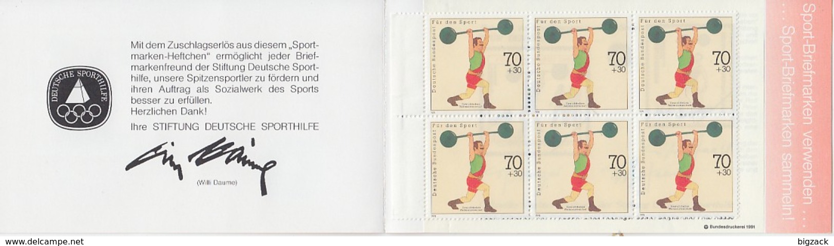 Bund Sport Markenheftchen 1991 Postfrisch - Sonstige & Ohne Zuordnung