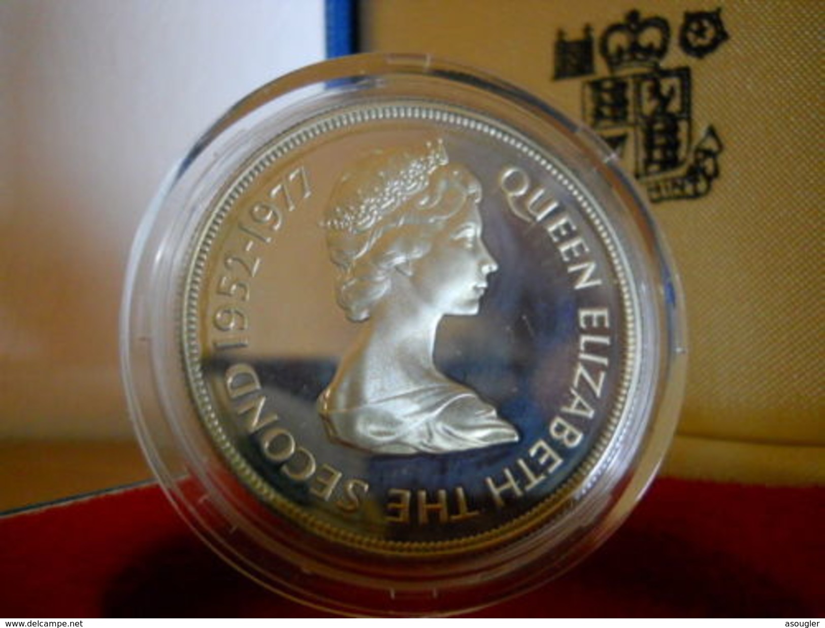 GUERNSEY 25 PENCE 1977 SILVER PROOF "1952-1977 SECOND QUEEN" - Guernsey