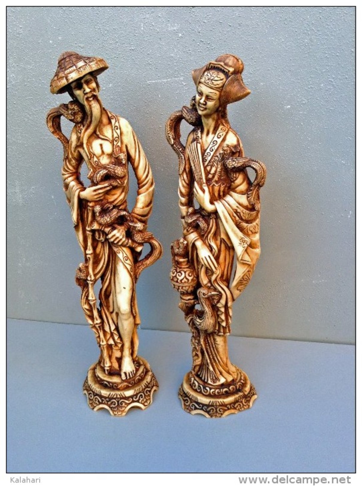 BELLES ET GRANDES STATUETTES COUPLE CHINOIS,art Asiatique, 50E15 - Art Asiatique