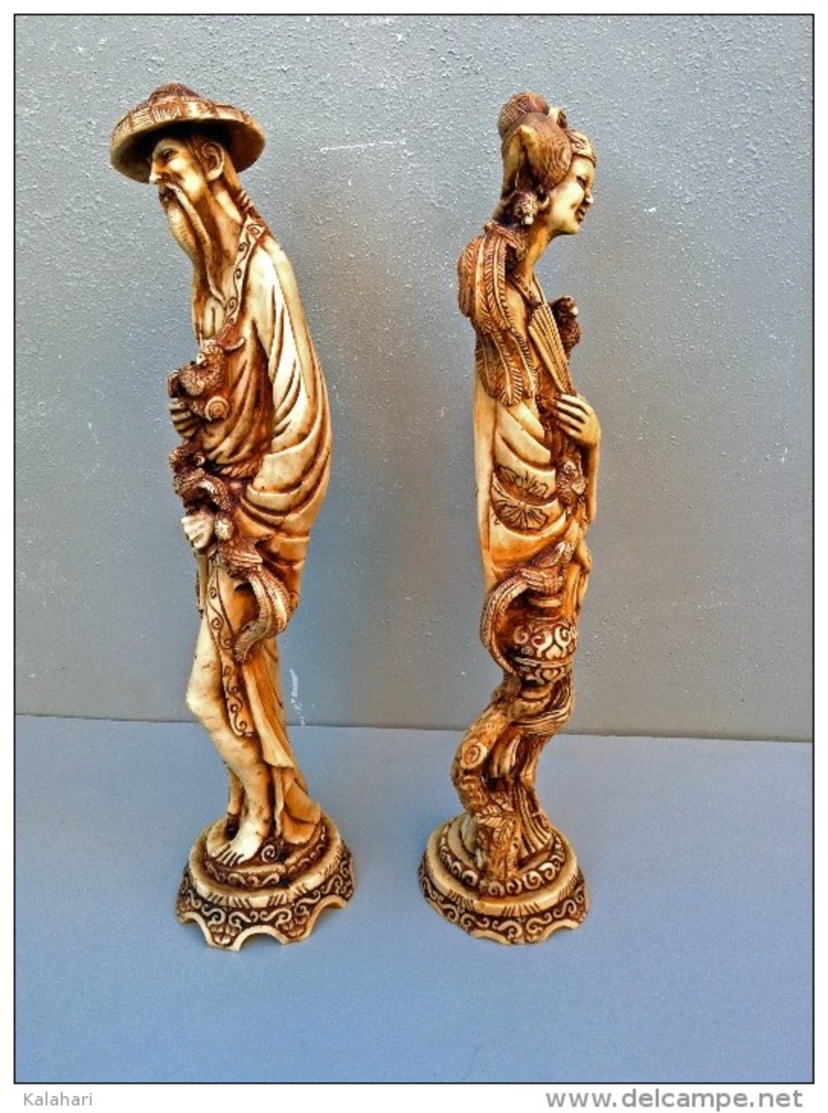 BELLES ET GRANDES STATUETTES COUPLE CHINOIS,art Asiatique, 50E15 - Art Asiatique