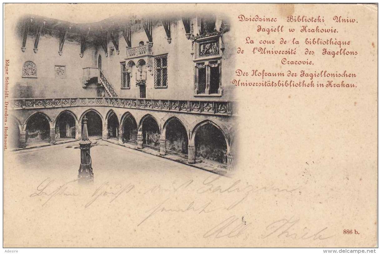 KRAKAU - Der Hofraum Der Jagiellonischen Universitätsbibliothek, Karte Gel.1900 - Polen