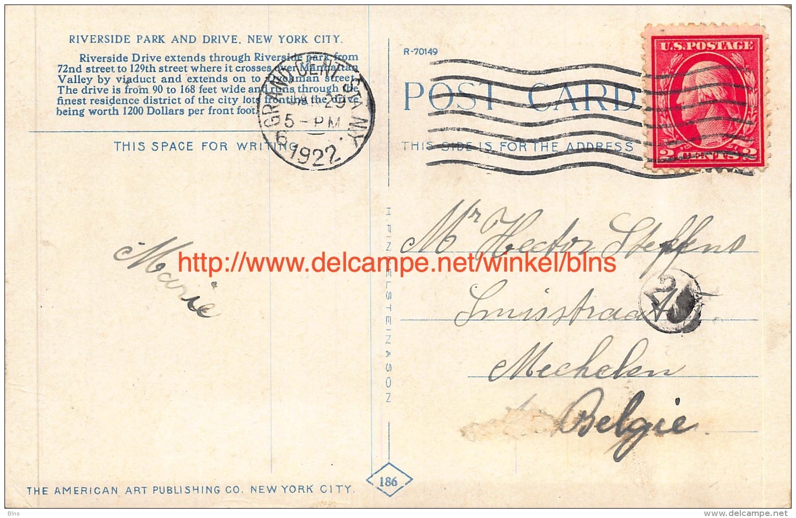 1922 Riverside Park And Drive New York City - Autres & Non Classés