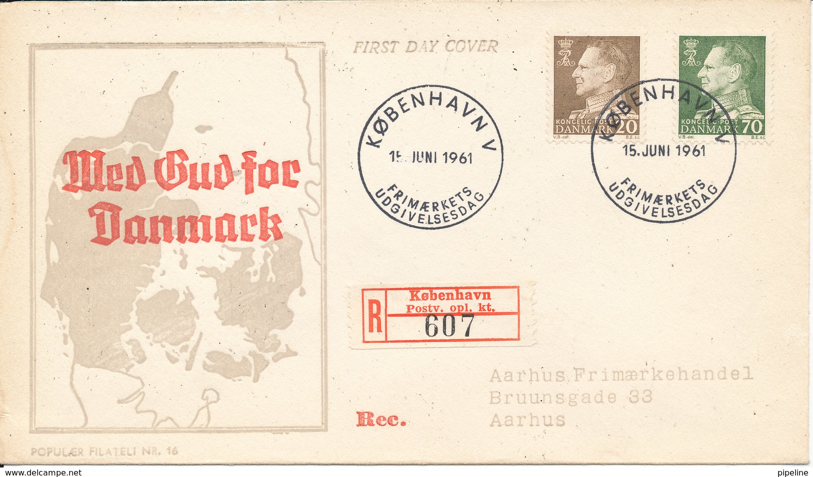 Denmark Registered FDC 15-6-1961 Frederik IX 20 And 70 öre With Cachet - FDC