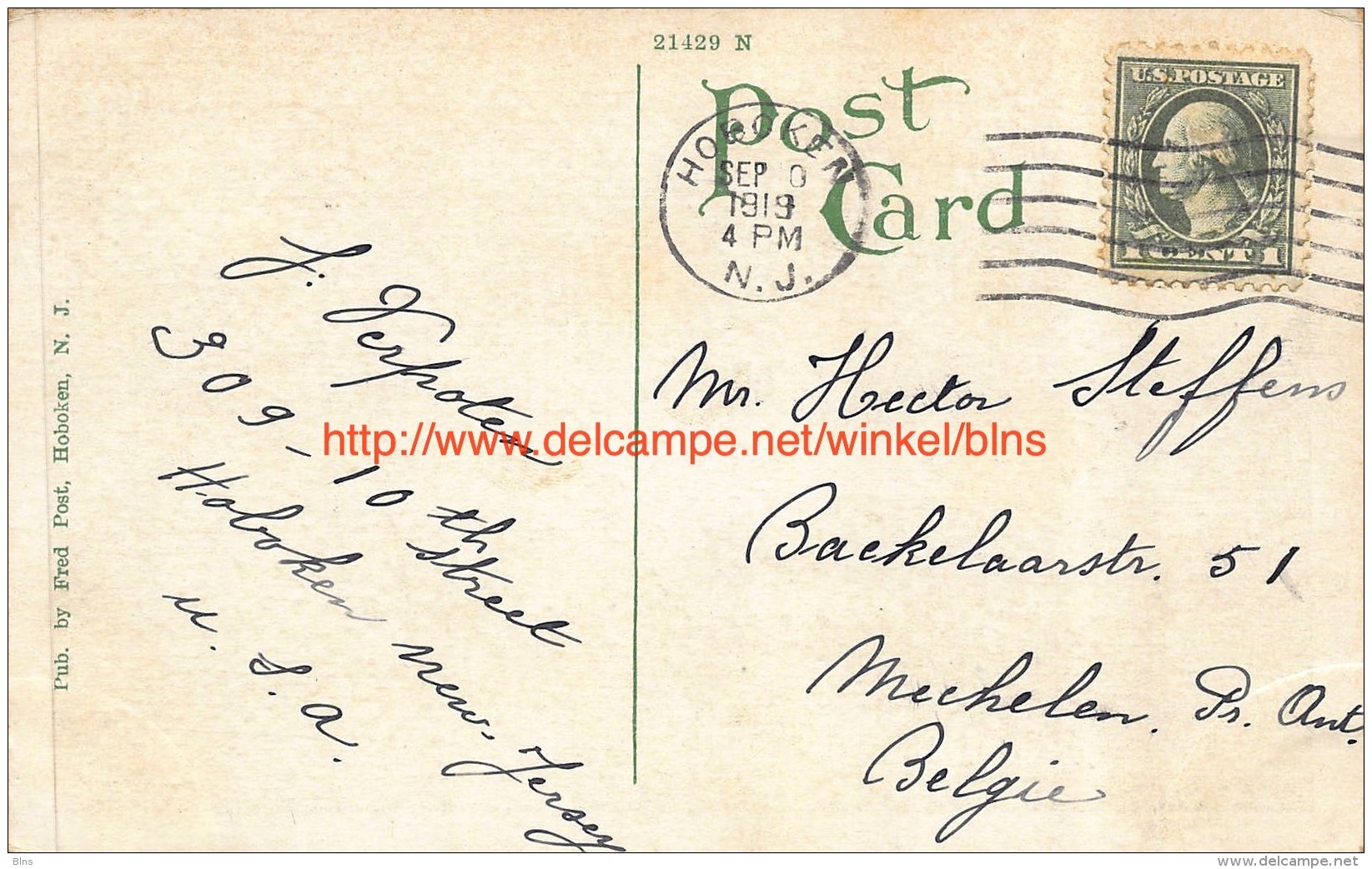 1919 Hill Side Roard Hoboken New Jersey - Autres & Non Classés