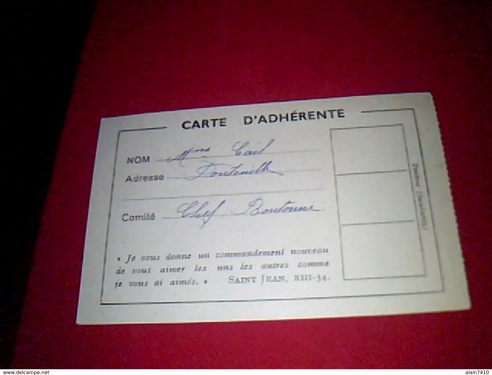 Carte D Adherent LFACF Annee 1954 - Mitgliedskarten