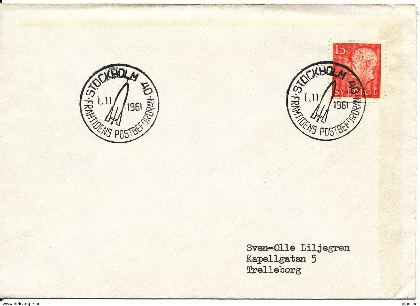 Sweden Cover 1-11-1961 Special Postmark With ROCKET - Covers & Documents