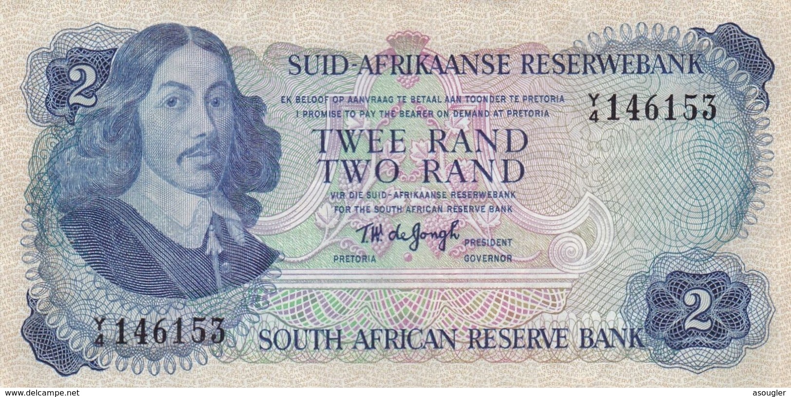 SOUTH AFRICA 2 RAND ND (1974-76) REPLACEMENT PREFIX "Y" P-117a VF "free Shipping Via Registered Air Mail" - Sudafrica