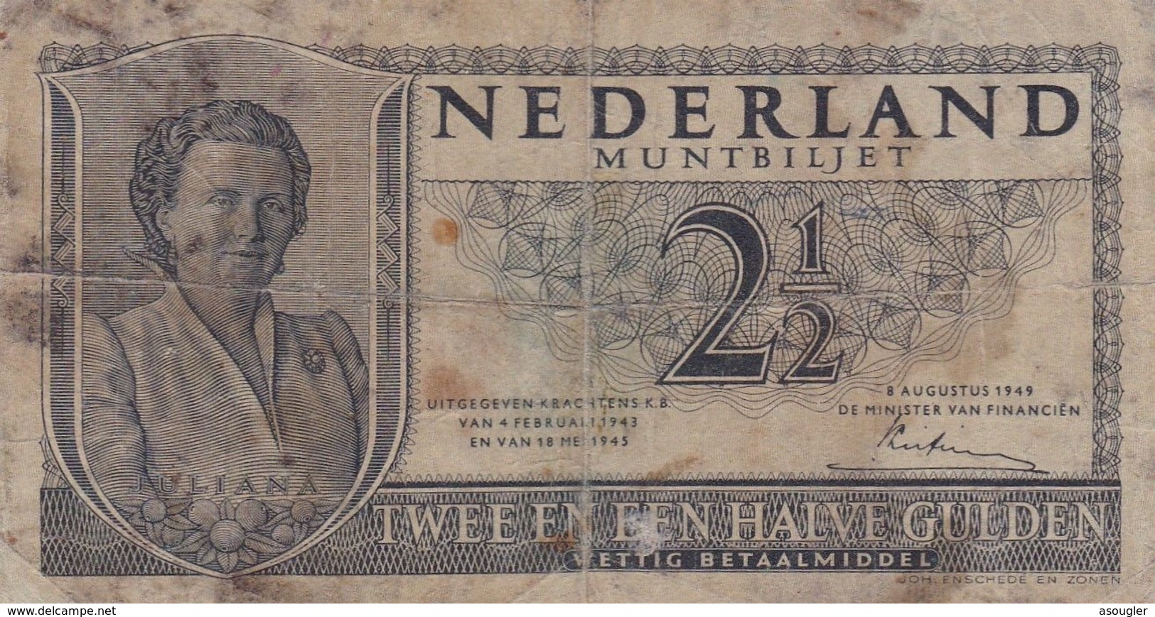 Netherlands 2 1/2 Gulden 1949 G P-73 - 2 1/2  Florín Holandés (gulden)