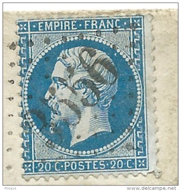 S N° 22 BLEU NAPOLEON DENTELE  COLOMBE SUR L'HERS / POUR  LIMOUX 1863 - 1849-1876: Klassik