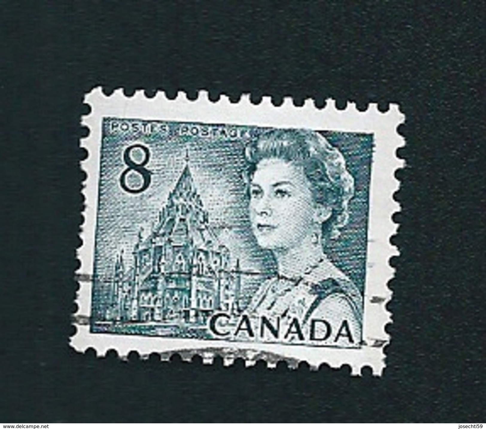 N° 382 Reine élisabeth II  TIMBRE Stamp Canada (1967) Oblitéré Variété Bavure D 'encre Sur Le 8 - Variedades Y Curiosidades