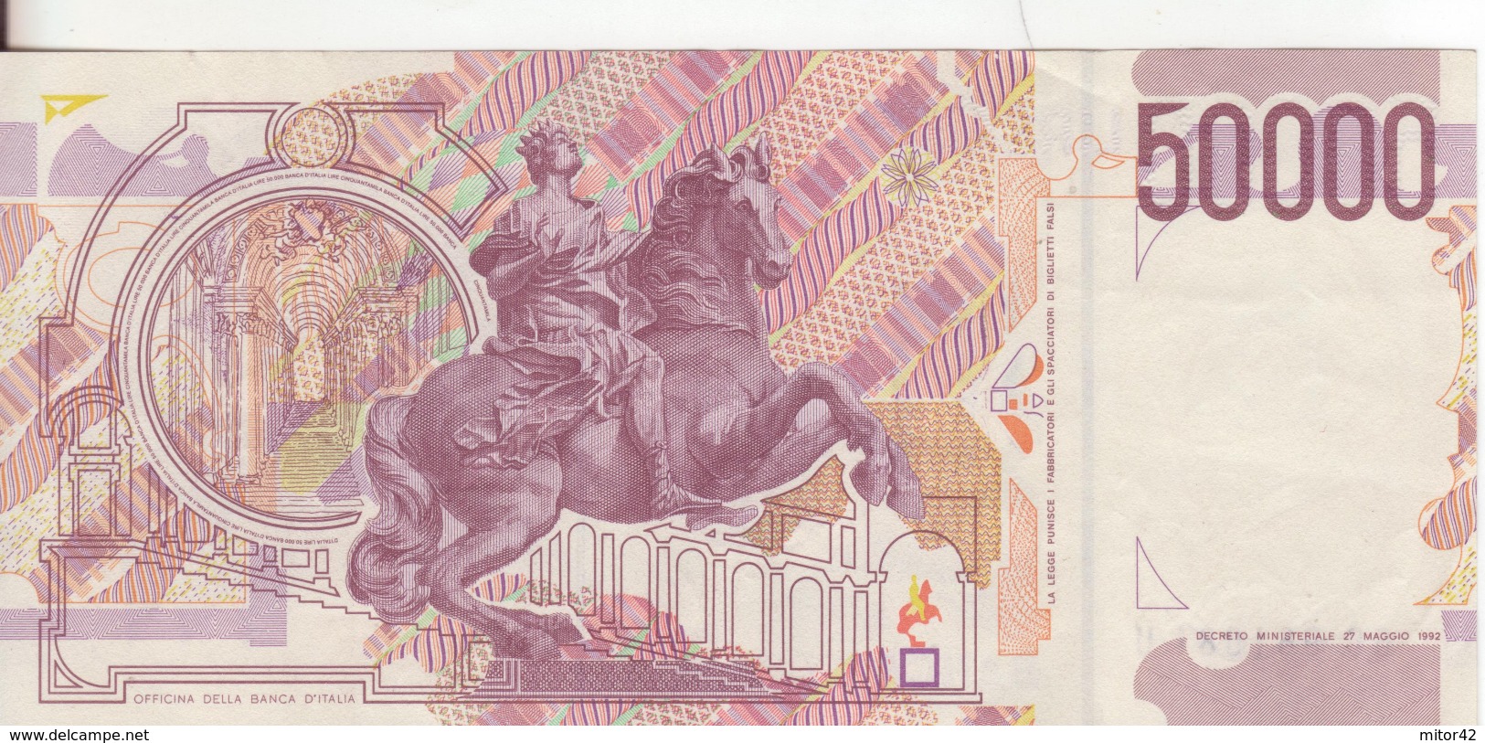 7*-Cartamoneta-Banconota  Italia Repubblica Da L.50.000 Bernini II^ Serie-GC 961081 U- Condizione: Q.F.D.S. - 50000 Liras