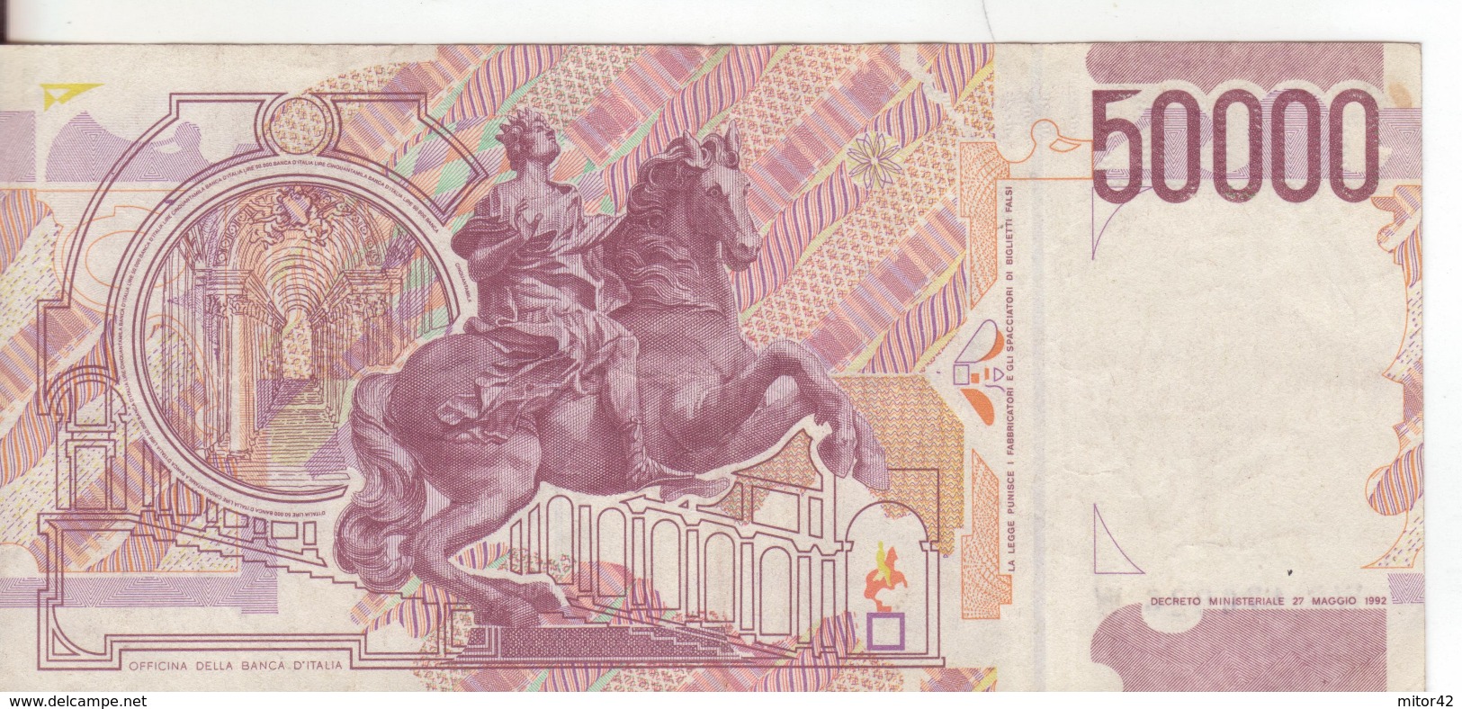 15*-Cartamoneta-Banconota  Italia Repubblica Da L.50.000 Bernini II^ Serie-W 170026 W-Condizione:Circolata - 50000 Liras