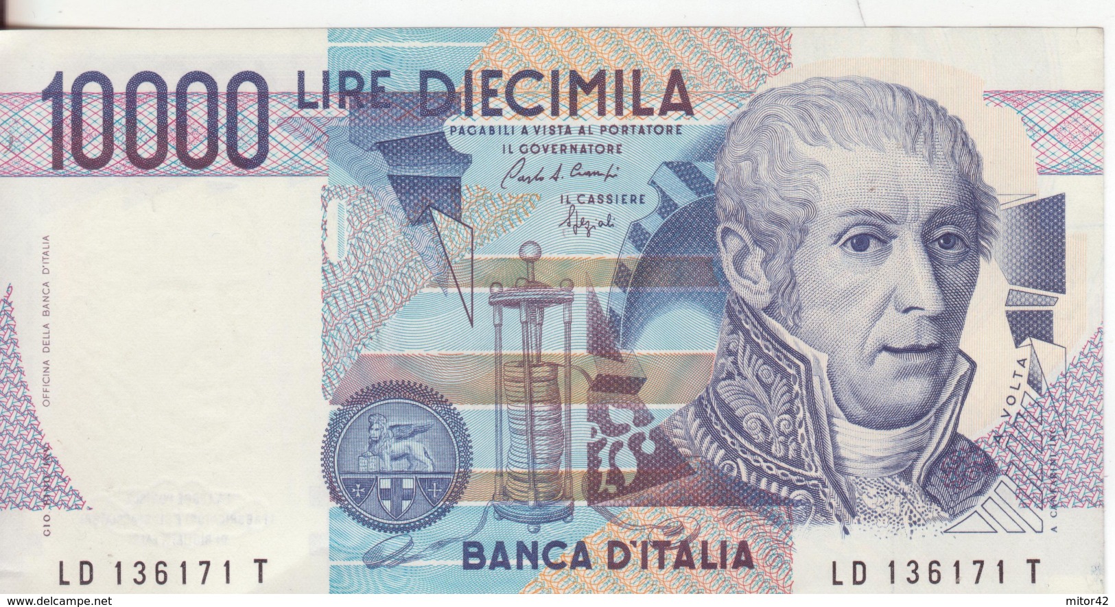 49*-Cartamoneta-Banconota  Italia Repubblica Da L.10.000 Volta-serie-LD 135171 T-Condizione:F.D.S. - 10000 Lire