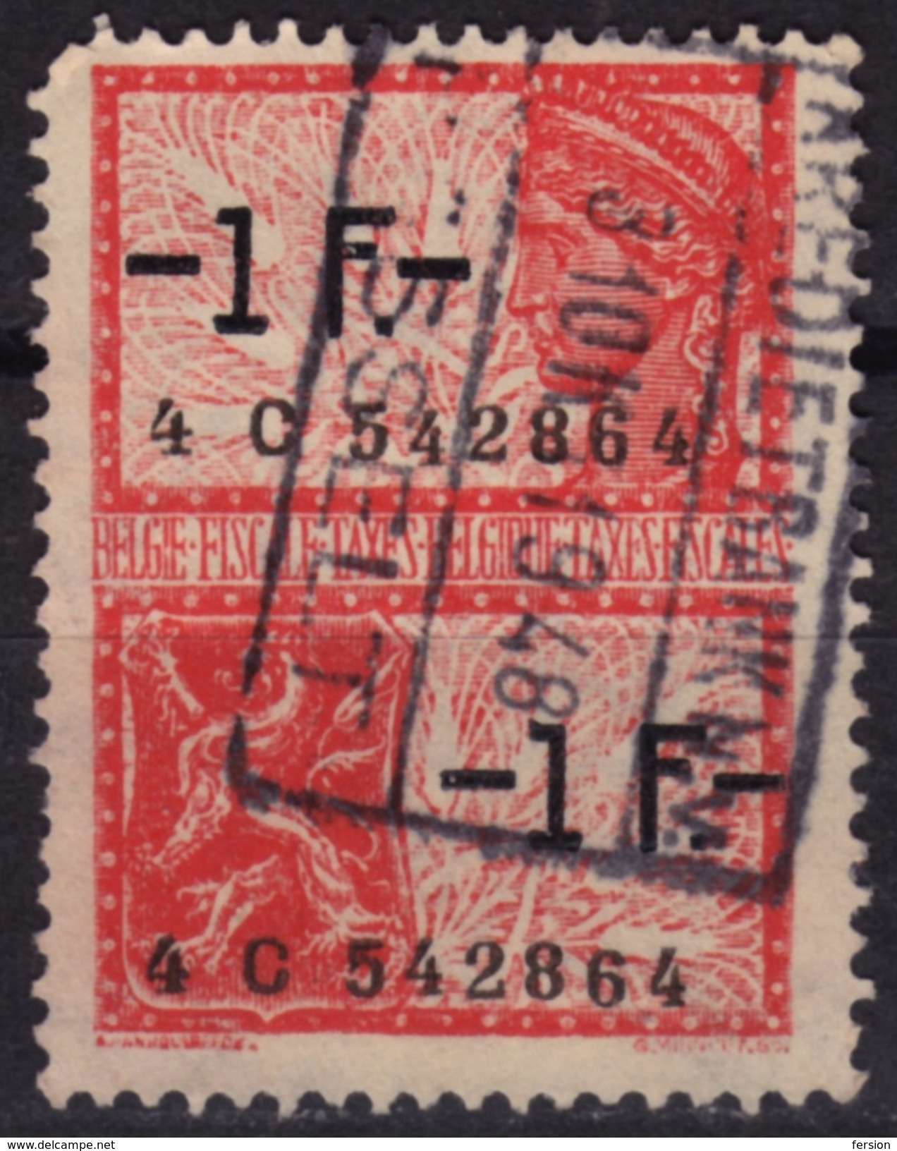 1948 BELGIUM - Revenue STAMP - USED - 1 F. - Francobolli