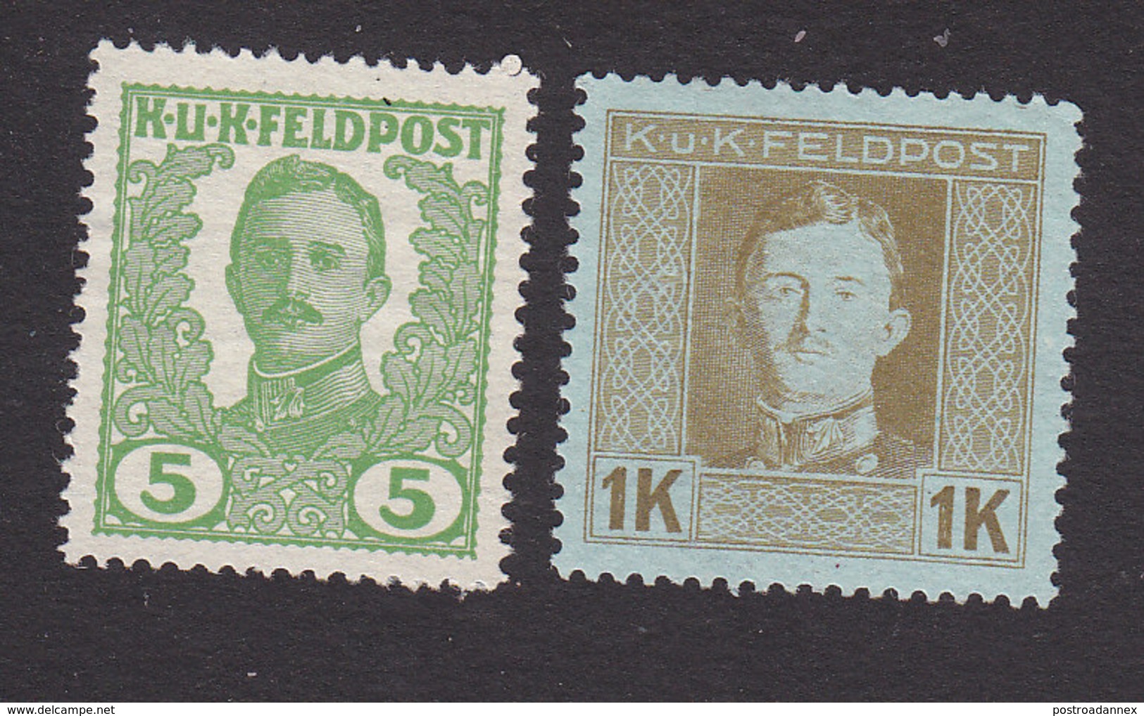 Austria, Scott M72, M82, Mint No Gum, Emperor Karl I Military Stamps, Issued 1918 - Autres & Non Classés