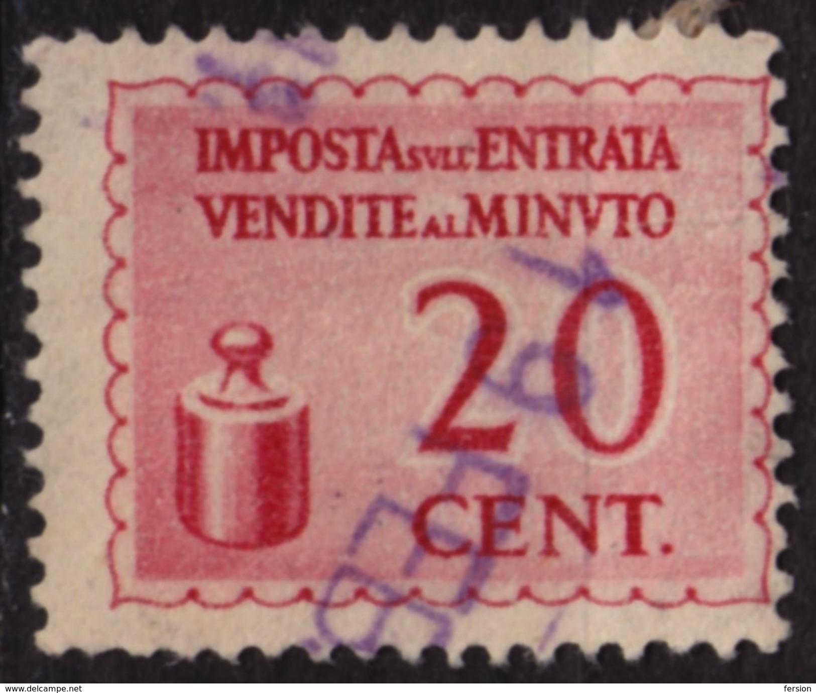 Italy - Sales Tax VAT Revenue Stamp / Imposta Entrata Vendite Minuto - Used - 20 Cent - Revenue Stamps