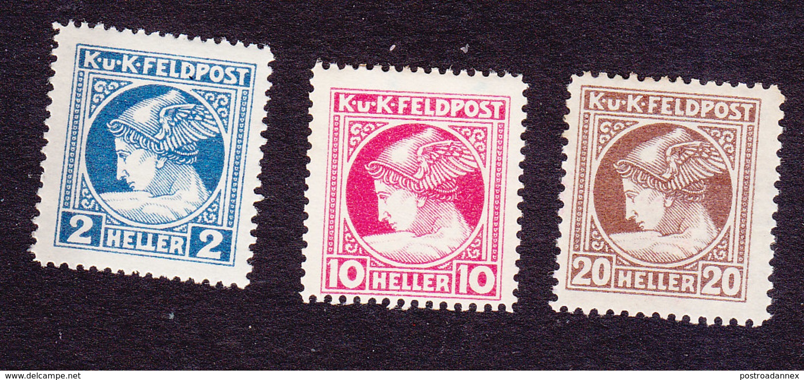 Austria, Scott #MP1, MP3-MP4, Mint Hinged, Mercury Military Newspaper Stamps, Issued 1916 - Autres & Non Classés