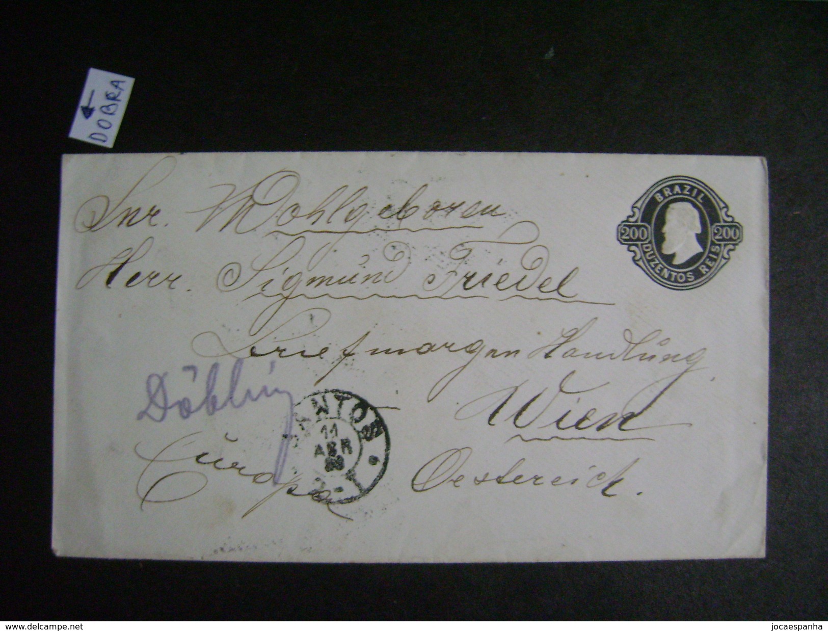 BRAZIL - ENTIRE POSTAL SENT FROM SANTOS / SP TO VIENNA (AUSTRIA) IN 1888 IN THE STATE - Lettres & Documents