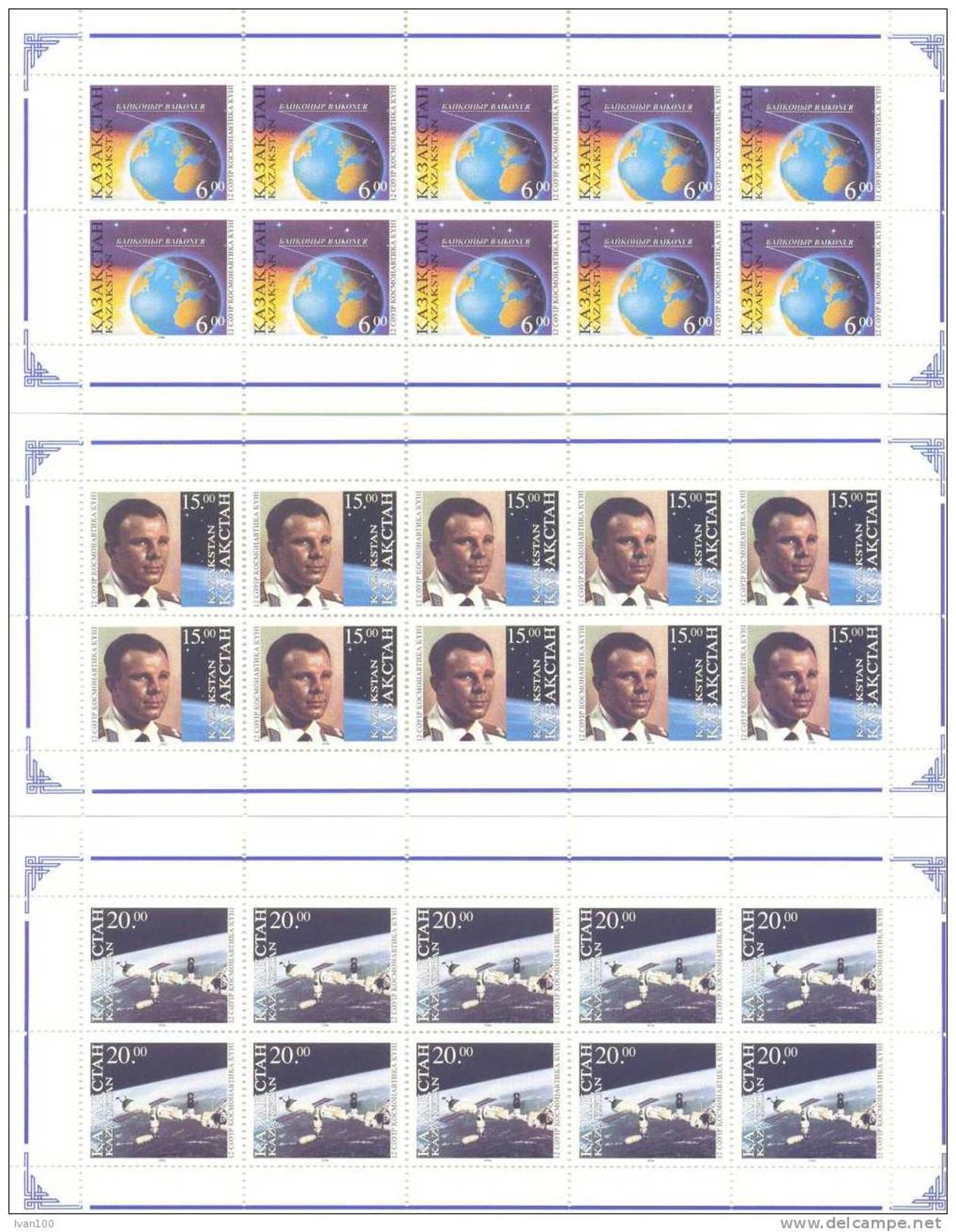 1996. Kazakhstan, Cosmonautics Day, 3 Sheetlets Of 10v, Mint/** - Kazakhstan