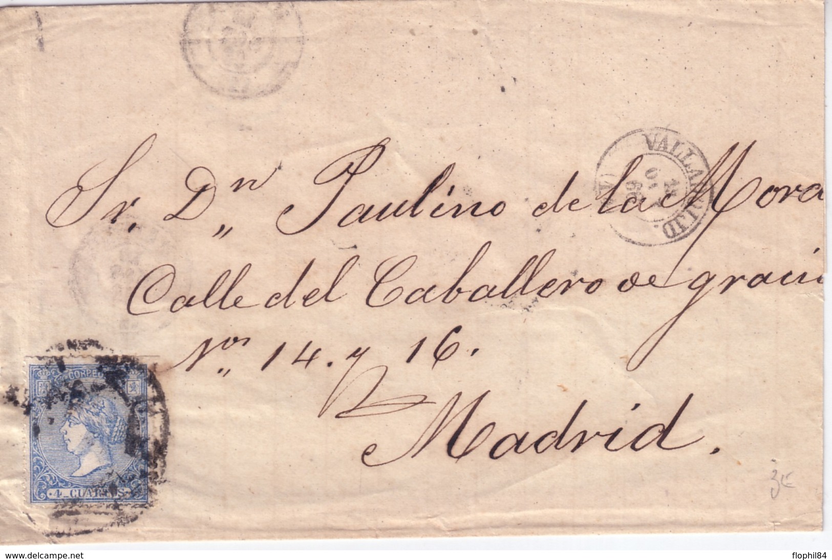 ESPAGNE - LETTRE DE VALLALOID LE 11  OCTOBRE 1866 POUR MADRID. - Covers & Documents