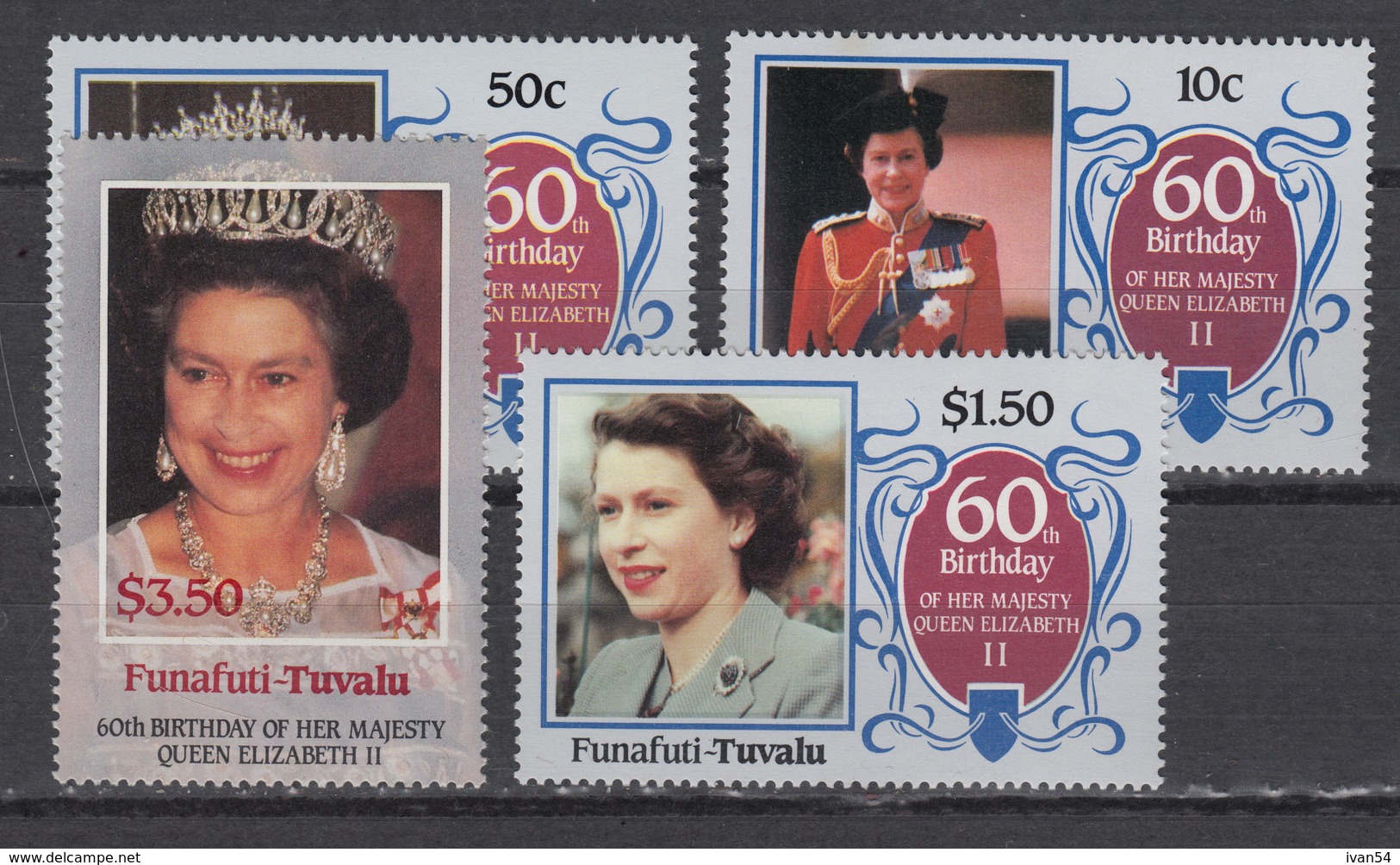 TUVALU - FUNAFUTI : Michel N° 71-74 - 60th Annivers. Of Elisabeth II (1986) ** MNH - Tuvalu