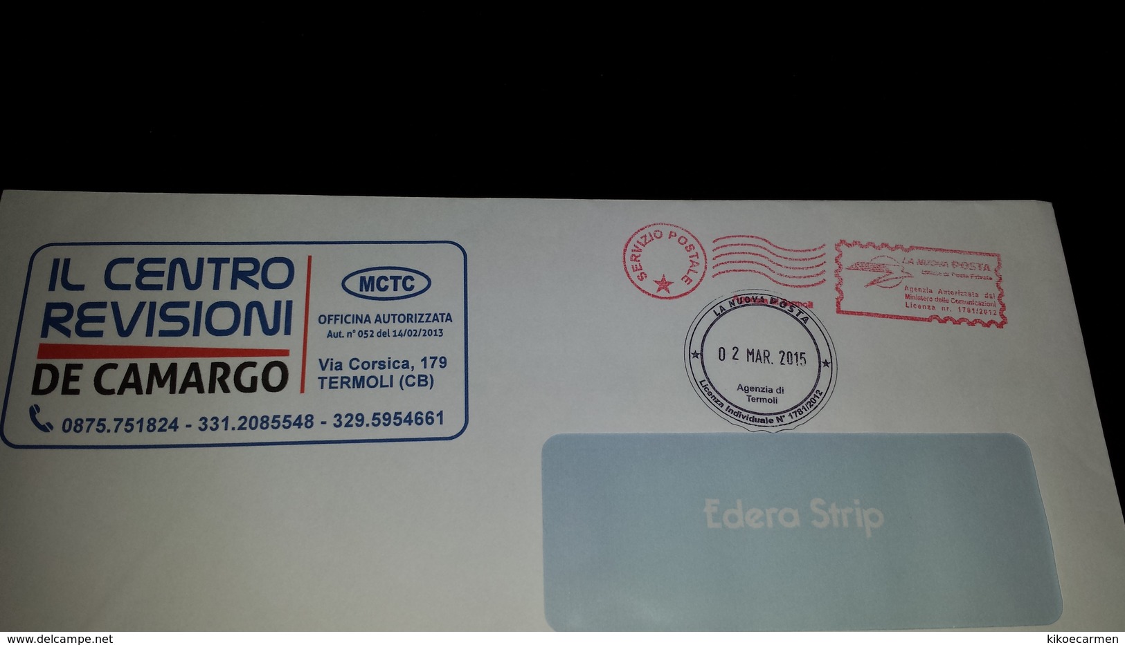 LA NUOVA POSTA Licenza Individuale Privata Azienda Recapito Autorizzato Poste Termoli Molise PRIVATE POSTAL SERVICE - Plaatfouten En Curiosa